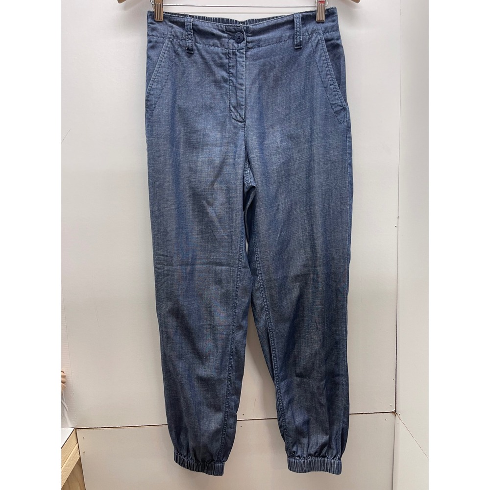 Talbots Chambray Joggers Womens XS Blue Elastic Waist‎ Lightweight Casual Pants